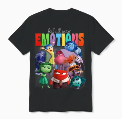 Disney Pixar Inside Out 2 Feel All Your Emotions Vintage T-Shirt, Black Unisex T-Shirt - Black