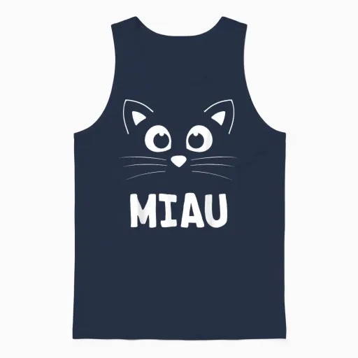 Funny Cat Meau Costume Fancy Dress Carnival Unisex Tank Top in Navy