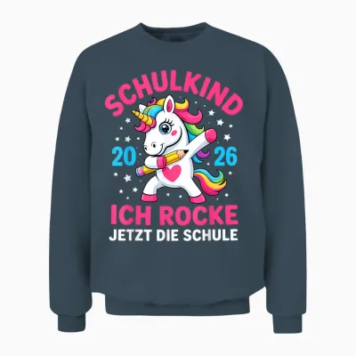 Mädchen Schulkind 2026 Ich Rocke Jetzt Die Schule Einhorn Unisex Sweatshirt - Dark Heather