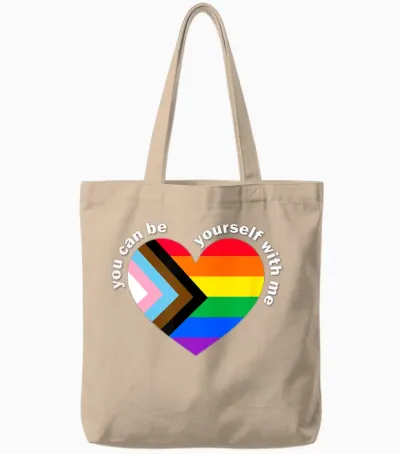 Proud Lgbtq Ally Rainbow Equality Heart Flag Be Yourself Tote Bags - Natural