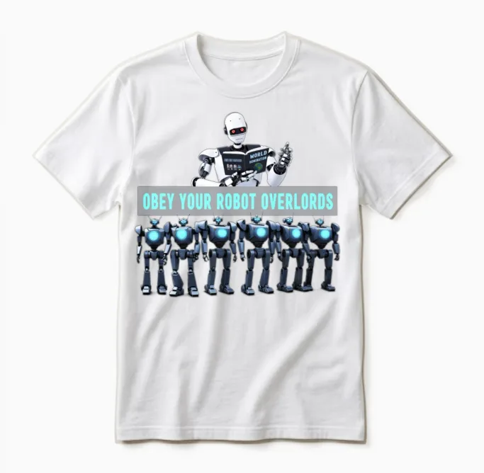 Obey Your Robot Overlords Unisex T-Shirt in White