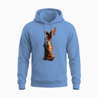 Phoenix Wings Angel Woman with Butterflies Unisex Hoodie - Carolina Blue