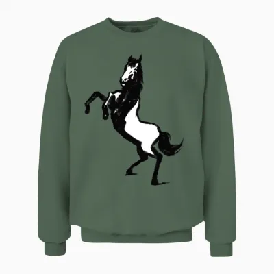Horse Sketch Unisex Sweatshirt - Military Green