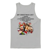My Christmas List Horse and Wine Funny Horse Unisex Tank Top - Ash – 1