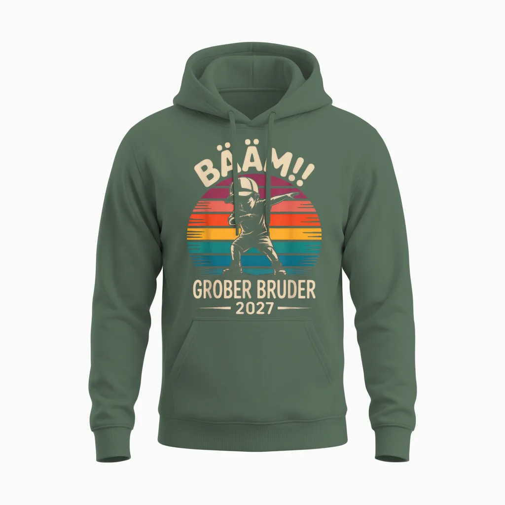 Bääm GroĂer Bruder 2027 Cooles Dabbing FĂźr Werdende BrĂźder Unisex Hoodie in Military Green