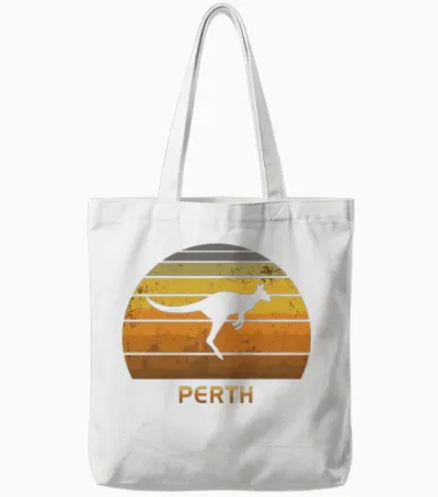 Retro Kangaroo Perth Australia Tote Bags - White