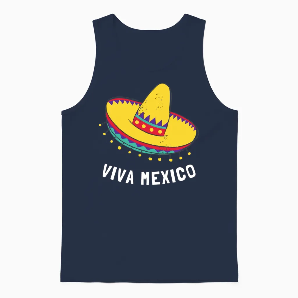 Viva Mexico Independence Day Unisex Tank Top in Navy