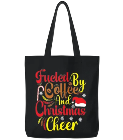 Fueled by Coffee and Christmas Cheer Tote Bags - Black