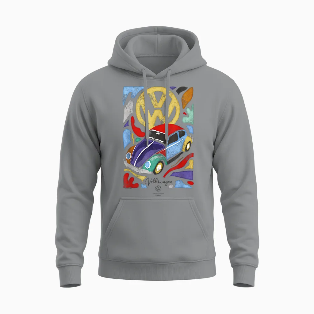 Volkswagen Beetle Fauvism Colorful Art Unisex Hoodie in Sport Grey