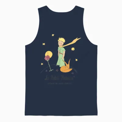 Le Petit Prince Stars Fox Pink Planet Unisex Tank Top - Navy