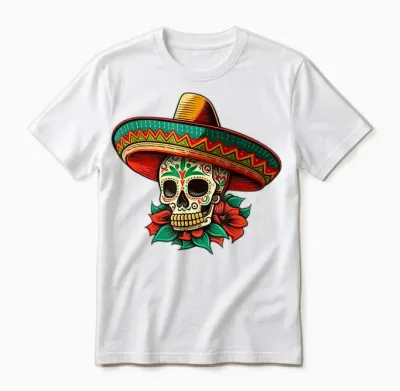 Fleurs Sucre Crâne Mexicain Dia De Los Muertos Cinco De Mayo Unisex T-Shirt - White