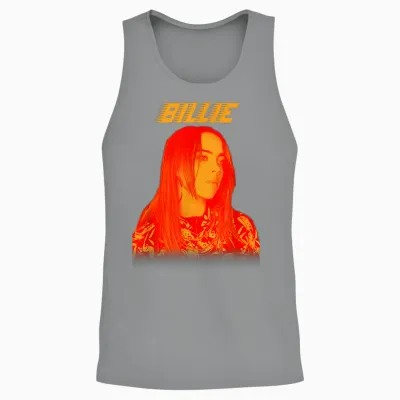 Billie Eilish Modern Music Portrait Indie Pop Present T-Shirt, Blue, S Unisex Tank Top - Sport Grey