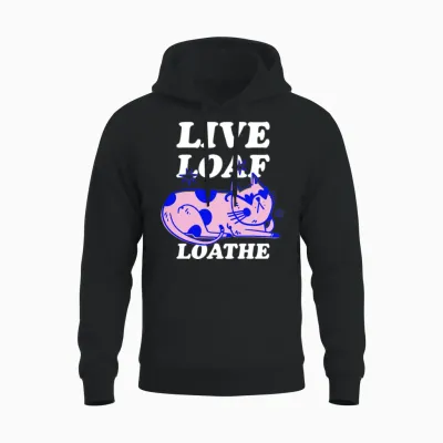 Cool Cat Retro Doodle Unisex Hoodie - Black