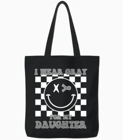Brain Cancer for Daughter Brain Cancer Awareness Tote Bags - Black