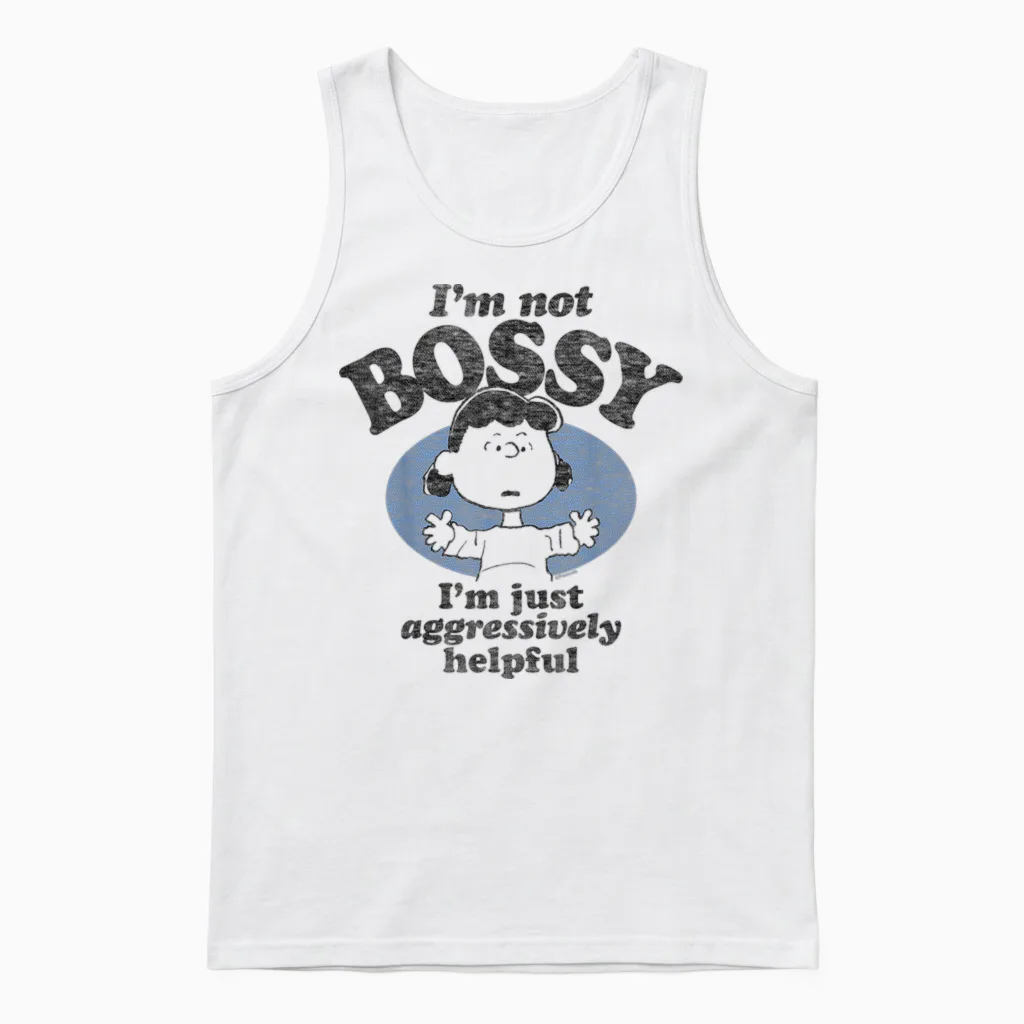 Peanuts - Lucy I'm Not Bossy I'm Just Aggressively Helpful Unisex Tank Top in White