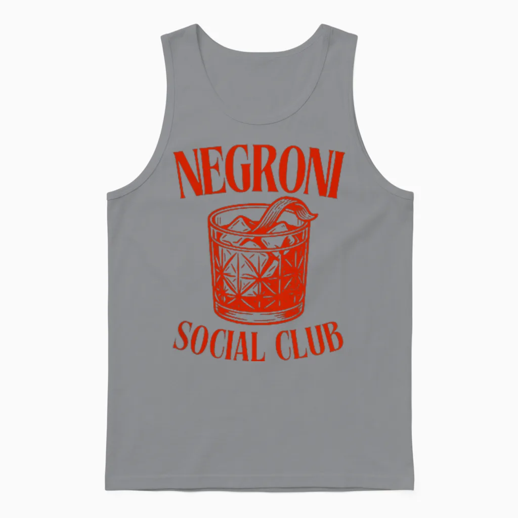 Ni Social Club I Retro Classic Gin Cocktail Team Chest Unisex Tank Top in Sport Grey