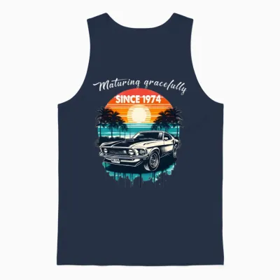 Maturing Gracefully Since 1974 Classic Car Unisex Tank Top - Navy