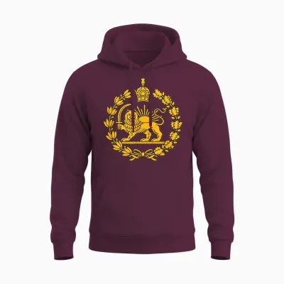 Shir O Khorshid Iran Pahlavi Lion and Sun Unisex Hoodie - Maroon