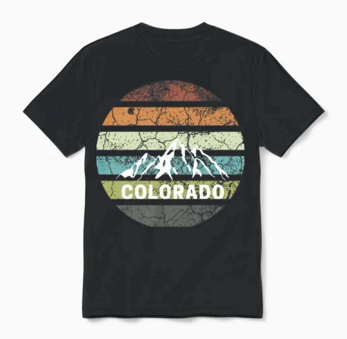 Retro Colorado Unisex T-Shirt in Black