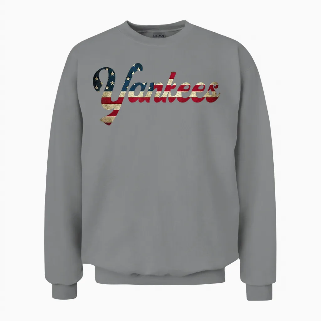 Vintage Yankees Retro Style 70s 80s First Name Personalized Unisex Sweatshirt in Sport Grey