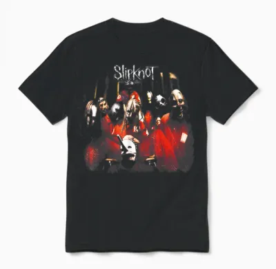 Slipknot Official Self Titled T-Shirt - Men's Black Small Crew Neck Short Sleeve Unisex T-Shirt - Black