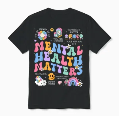 Mental Health Matters Human Brain Illness Awareness Unisex T-Shirt - Black