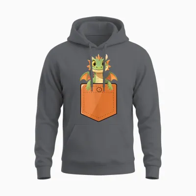 Drache in Einer Tasche, Süßer Baby-Drache Unisex Hoodie - Charcoal