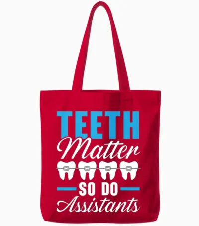 Orthodontic Assistant Job Dental Teeth Dentist Tote Bags - Red