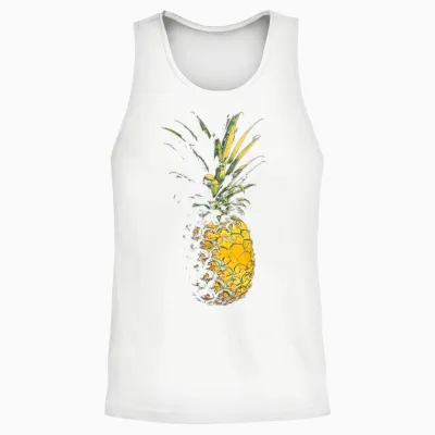 Graphic Art Pineapple Fruit Pineapple T-Shirt, Black, S Unisex Tank Top - White
