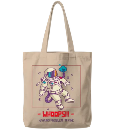 Astronaut Cartoon Art Tote Bags - Natural