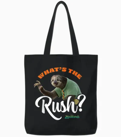 Zootopia - Flash Sloth What's the Rush Tote Bags - Black