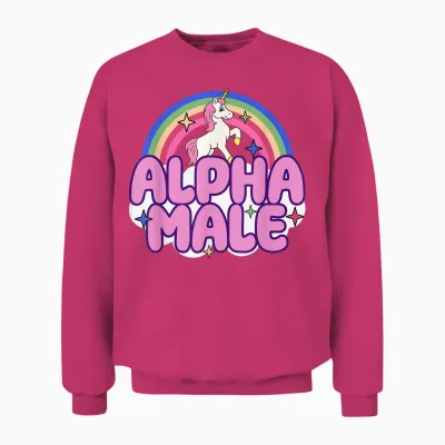 Ironic Male Alpha Unicorn Funny Sarcastic Funny Meme T-Shirt, Blue Unisex Sweatshirt - Heliconia