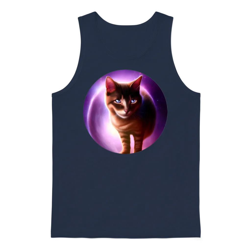Funny Catstronaut Unisex Tank Top - Navy
