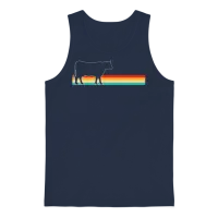 Cow Retro Farm & Country Unisex Tank Top - Navy – 1