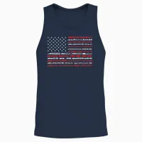 Train Railroad American Flag Vintage Locomotive Unisex Tank Top in Navy - 2