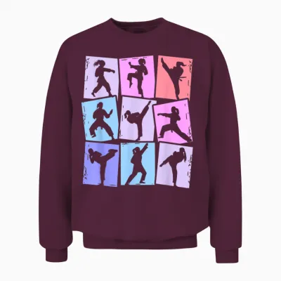 Taekwondo Karate Kampfsport Damen Kinder Mädchen Unisex Sweatshirt - Maroon