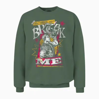 Dcc You Will Not Break Me Distressed Carl Scrapbook Graphic Unisex Sweatshirt - Military Green