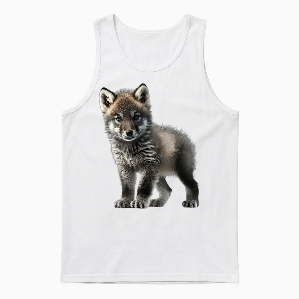 Super Süßes Baby Wolf Motiv. Flauschig Weich Und Kuschelig Unisex Tank Top in White