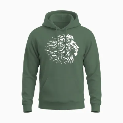 Lion Head Robotics Mech Sci-Fi Cyberpunk Unisex Hoodie - Military Green