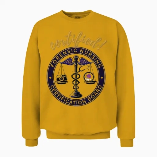 Certified Forensic Nursing Badge Unisex Sweatshirt in Gold