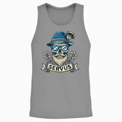 Trachten T-Shirt Servus Herren Trachtenshirt Bayern Bayrisch Unisex Tank Top - Sport Grey