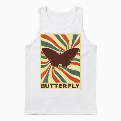 Butterfly Retro Vintage Unisex Tank Top - White