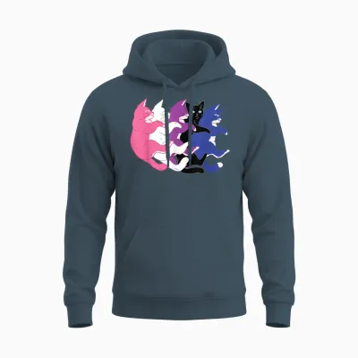 Lgbtq Genderfluid Pride Flag - Cats Pile Genderfluid Unisex Hoodie - Dark Heather