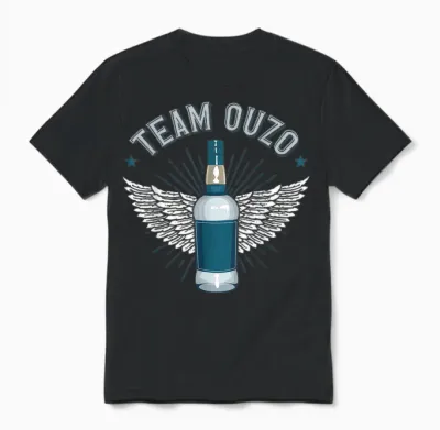 Ouzo Greece Schnapps Team Ouzo T-Shirt, Black Unisex T-Shirt - Black