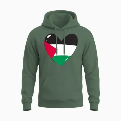 Free Palestine T-Shirt, Black, S Unisex Hoodie - Military Green