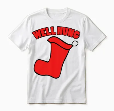 Well Hung Funny Christmas Unisex T-Shirt - White