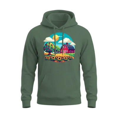 The Retro Farm Unisex Hoodie - Military Green