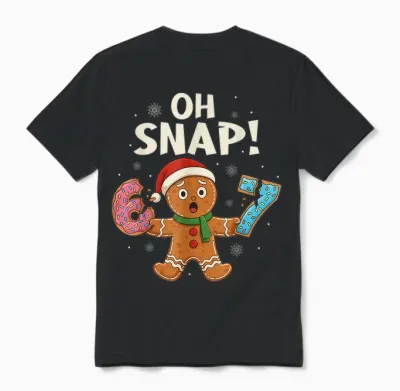 Gingerbread Six Seven 67 Bruh 6 7 Christmas Girl Boys Unisex T-Shirt - Black