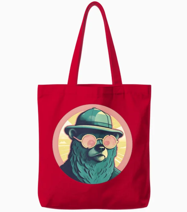 Bear Lovers Retro Style Wildlife Gift Tote Bags - Red