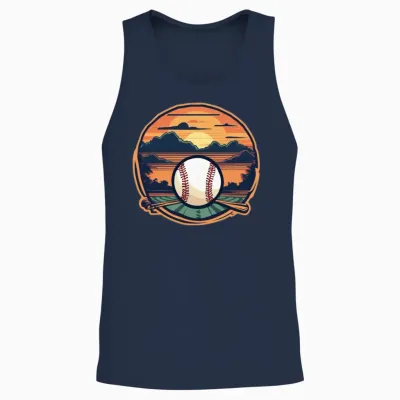 Baseball Retro Baseball Sunset Unisex Tank Top - Navy